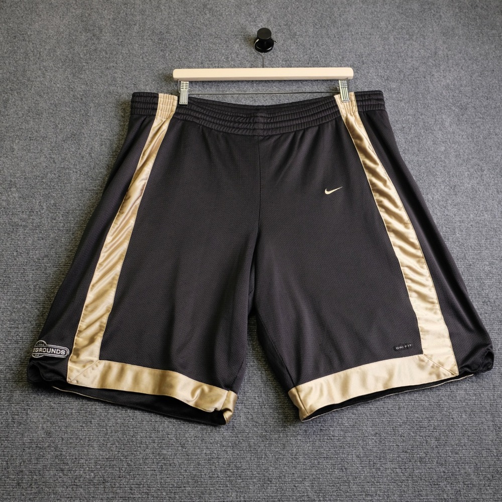 Nike Basketball Shorts Mens XL Black Gold Battlegrounds Dri-Fit Athletic Y2K VTG